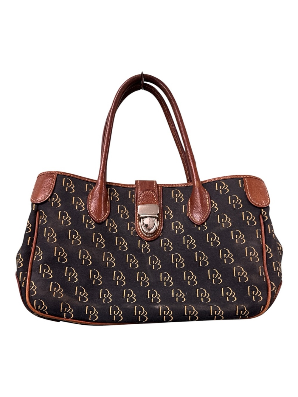 Brown Monogram Tote Bag with Leather Trim